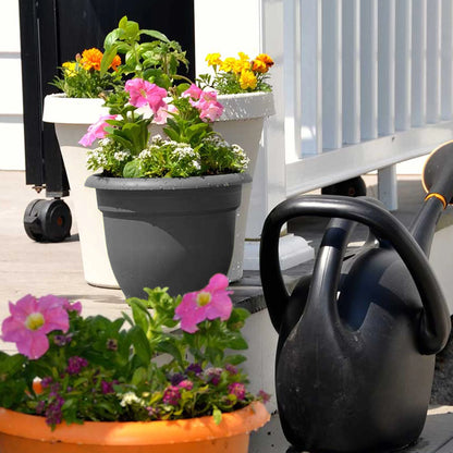 Ariana Pot Planter: 16" - Charcoal - Durable Resin Pot, for Indoor and Outdoor Use, Gardening, Self Watering Disk Included, 6 Gallon Capacity